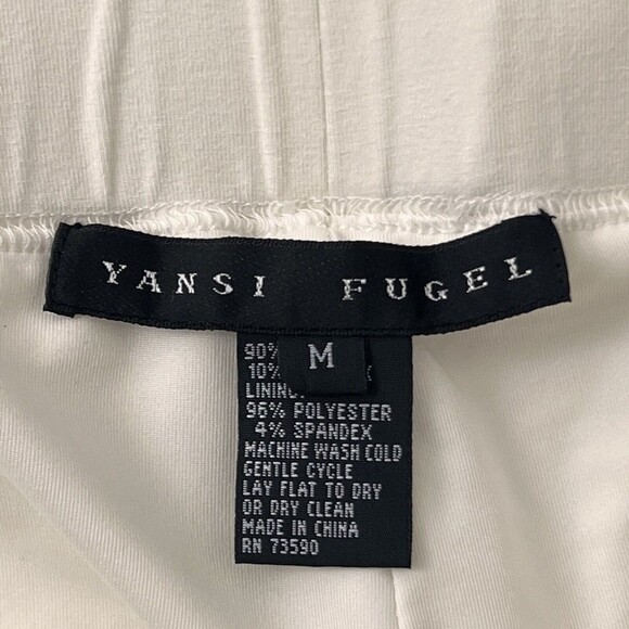 Yansi Fugel Womens Size Medium Cream Elastic Waist Pull On Pants - Picture 3 of 3